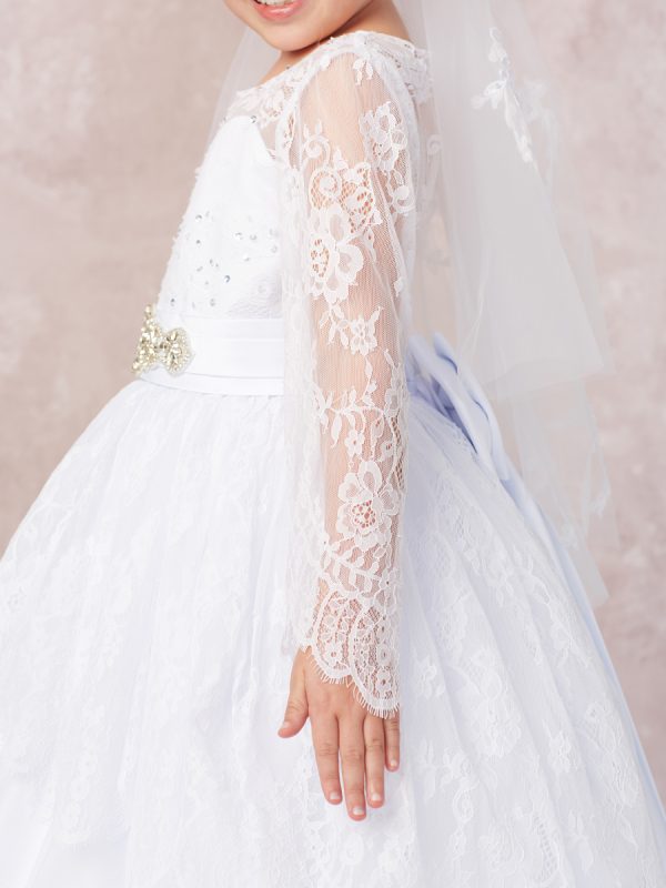 1180 2 — 1180 White Flower Girl Dresses Long Sleeve Lace