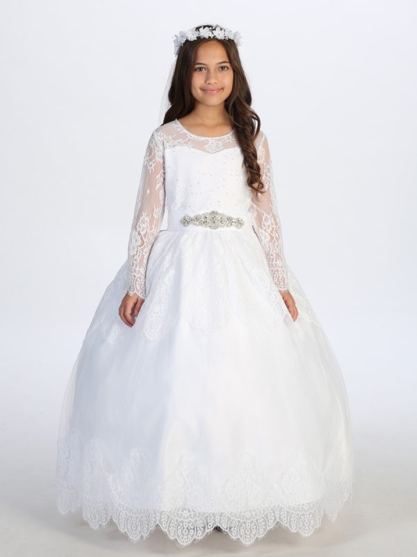 1180 6 — 1180 White Flower Girl Dresses Long Sleeve Lace