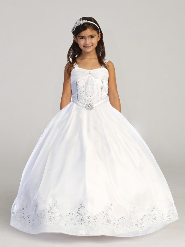 1203 — 1203 White Communion Dresses Satin Bodice With Maria Embroidery