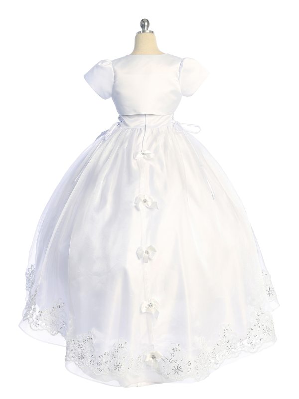 1203 1 01 — 1203 White Communion Dresses Satin Bodice With Maria Embroidery