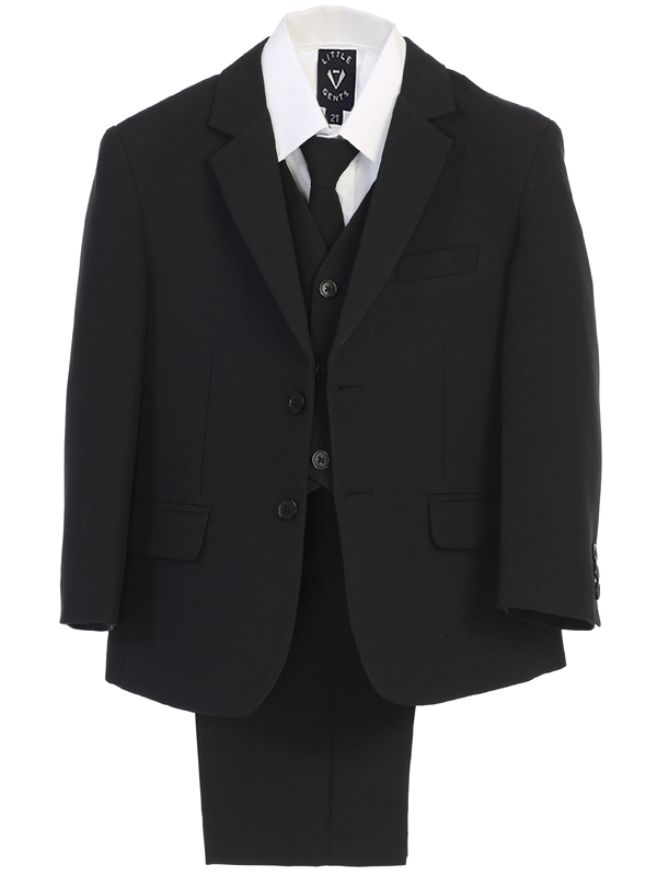 3585 Black — 3585A BLK Boys 5 piece Poly Poplin suit with garment bag - Suits