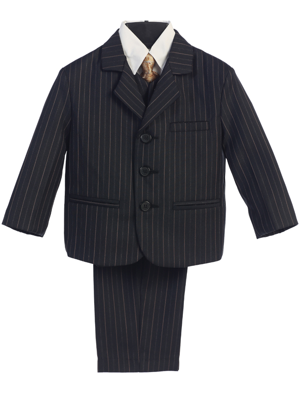 3740 — 3740A BLK Boys 5 piece pin-striped suit - Suits & Tuxedos