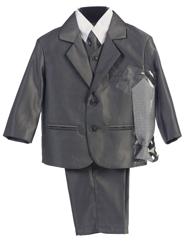 3800pewter — 3800A PEW Boys 6 piece shiny suit - Suits & Tuxedos