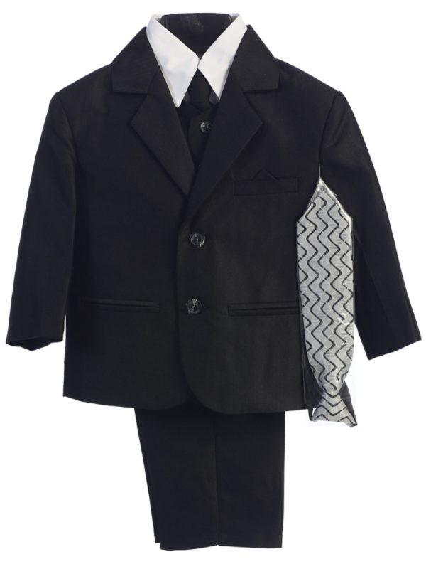 3805black — 3805A BLK Boys 6 piece suit (Herringbone) - Suits & Tuxedos