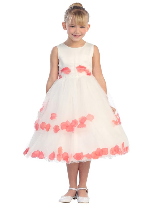 5251 1 — 5251 Iv No Peta 5251 Satin Bodice Double Tulle Layer Petal Dress