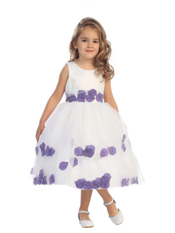 5251 2 — 5251 Iv No Peta 5251 Satin Bodice Double Tulle Layer Petal Dress
