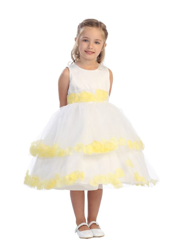 5251 4 — 5251 Iv No Peta 5251 Satin Bodice Double Tulle Layer Petal Dress