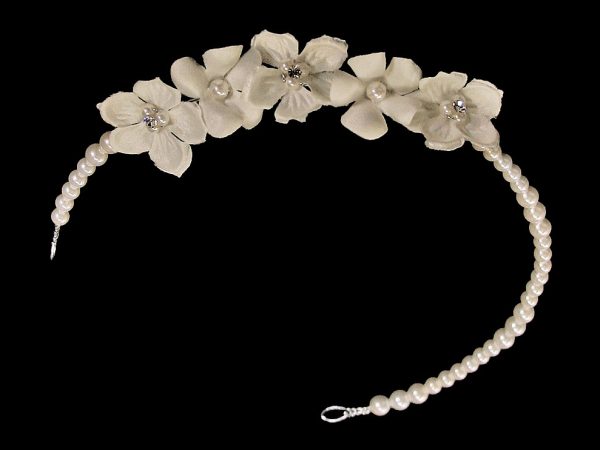 7173 Ivory — 7173 IVO Pearl head piece with flowers - Hair Accessories