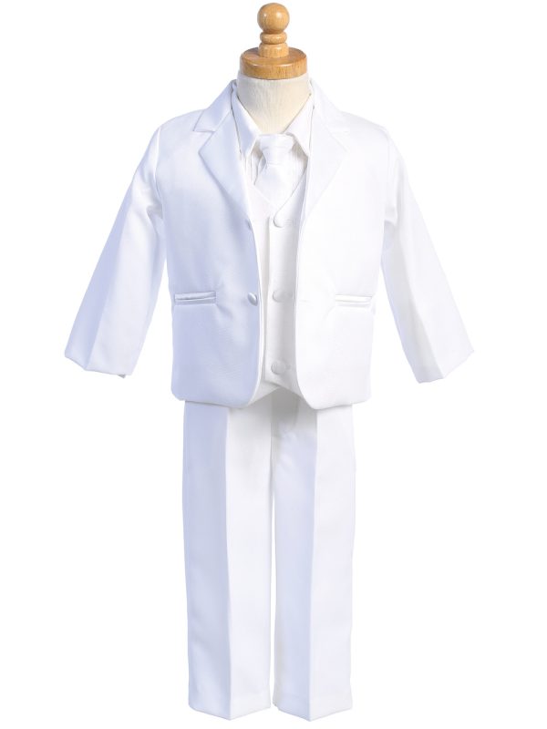 7515 White White — 7515W-B WHT Two-button WHITE dinner jacket tuxedo with vest & necktie - Suits & Tuxedos