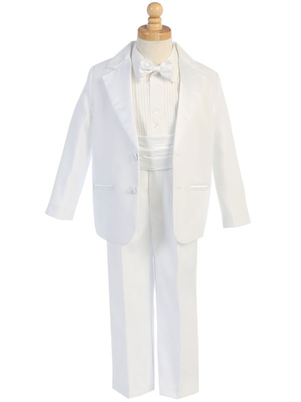 7535 White — 7535B WHT Two-button Dinner Jacket tuxedo with cummberbund & bowtie - Suits & Tuxedos