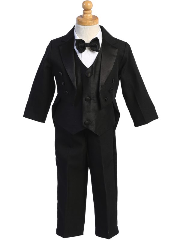 7540 Black Black — 7540B-A BLK Black Tail tuxedo with vest & bowtie - Suits & Tuxedos
