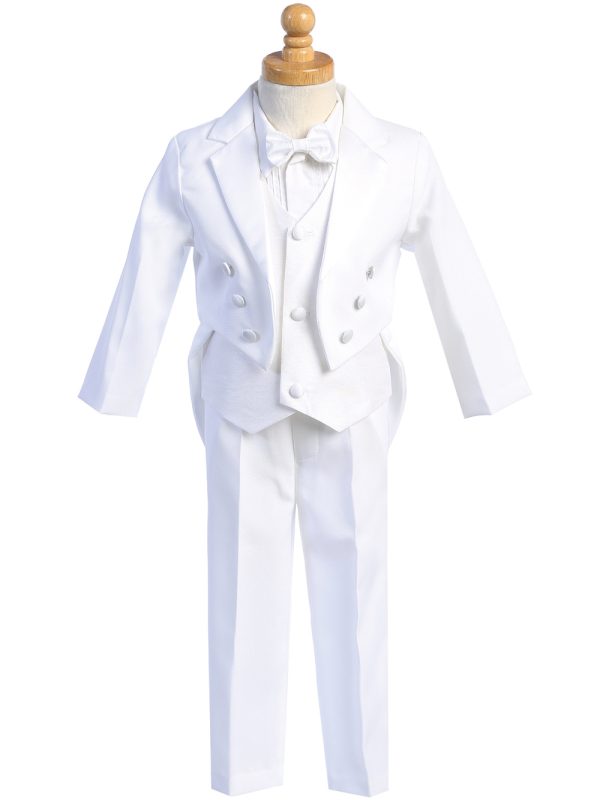 7540 White White — 7540W-B WHT White Tail tuxedo with vest & bowtie - Suits & Tuxedos