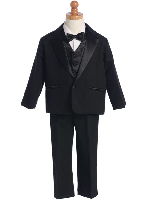 7590 Black BPA — 7590B-A BPA One-button BLACK dinner jacket tuxedo with vest & bowtie - Suits & Tuxedos
