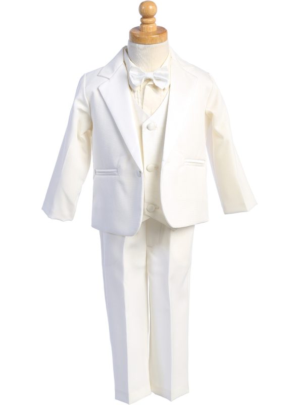 7590 Ivory Ivory — 7590I-A IVO One-button IVORY dinner jacket tuxedo with vest & bowtie - Suits & Tuxedos