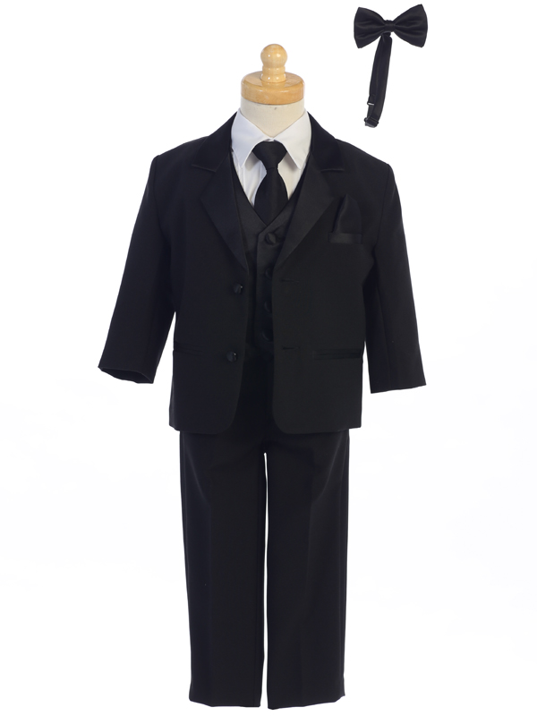 7928 Black — 7928A BLK Two-button Dinner Jacket tuxedo with vest, necktie & bowtie - Suits & Tuxedos