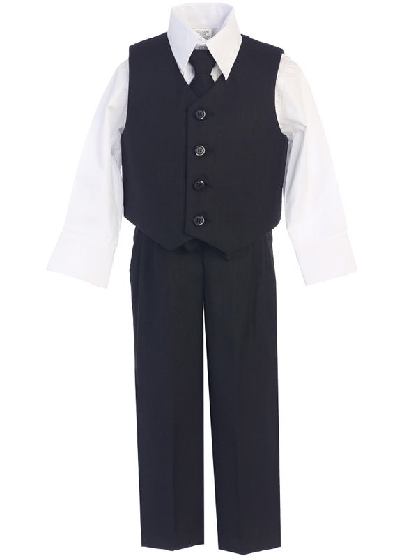 8570Black — 8570A BLK 4 piece vest and pant set - Vest Sets