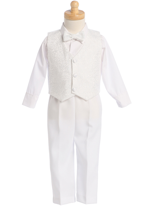 8590 — 8590A WHT Jacquard vest and poly poplin pants set - Vest Sets