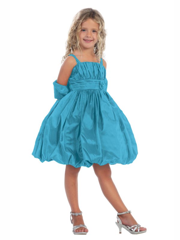 9200 — 9200 DUSTY Flower Girl Dresses Taffeta Bubble Dress with Jacket and Shawl