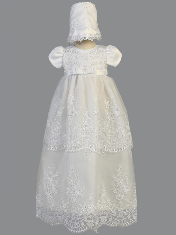 Arlene — ARLENE WHT Embroidered organza gown with sequins - Girls