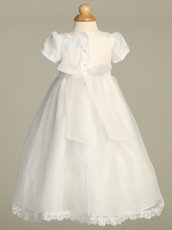 Audrey White Back — AUDREY WHT Organza gown with corded trim and sequins - Girls