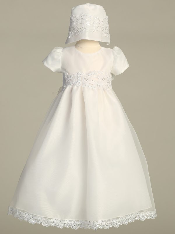Audrey White 01 — AUDREY WHT Organza gown with corded trim and sequins - Girls