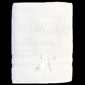 embroidered christening towel