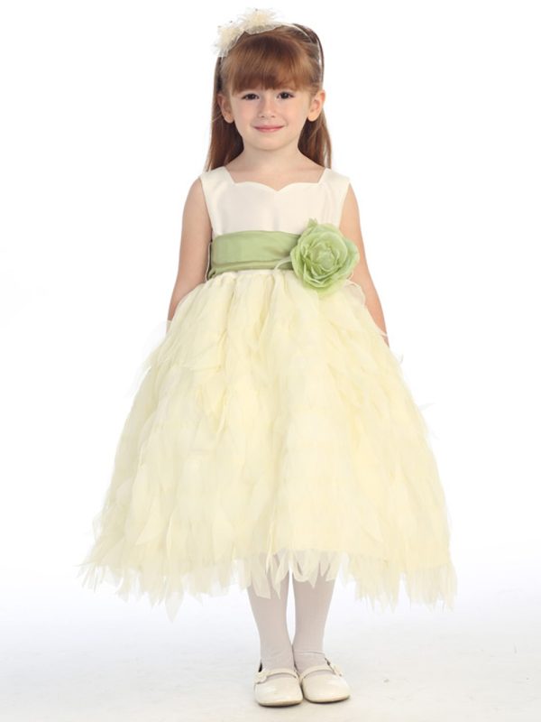 BL225Ivory — BL225B Ivory Taffeta and Chiffon (Dress only) - Flower Girl Dress