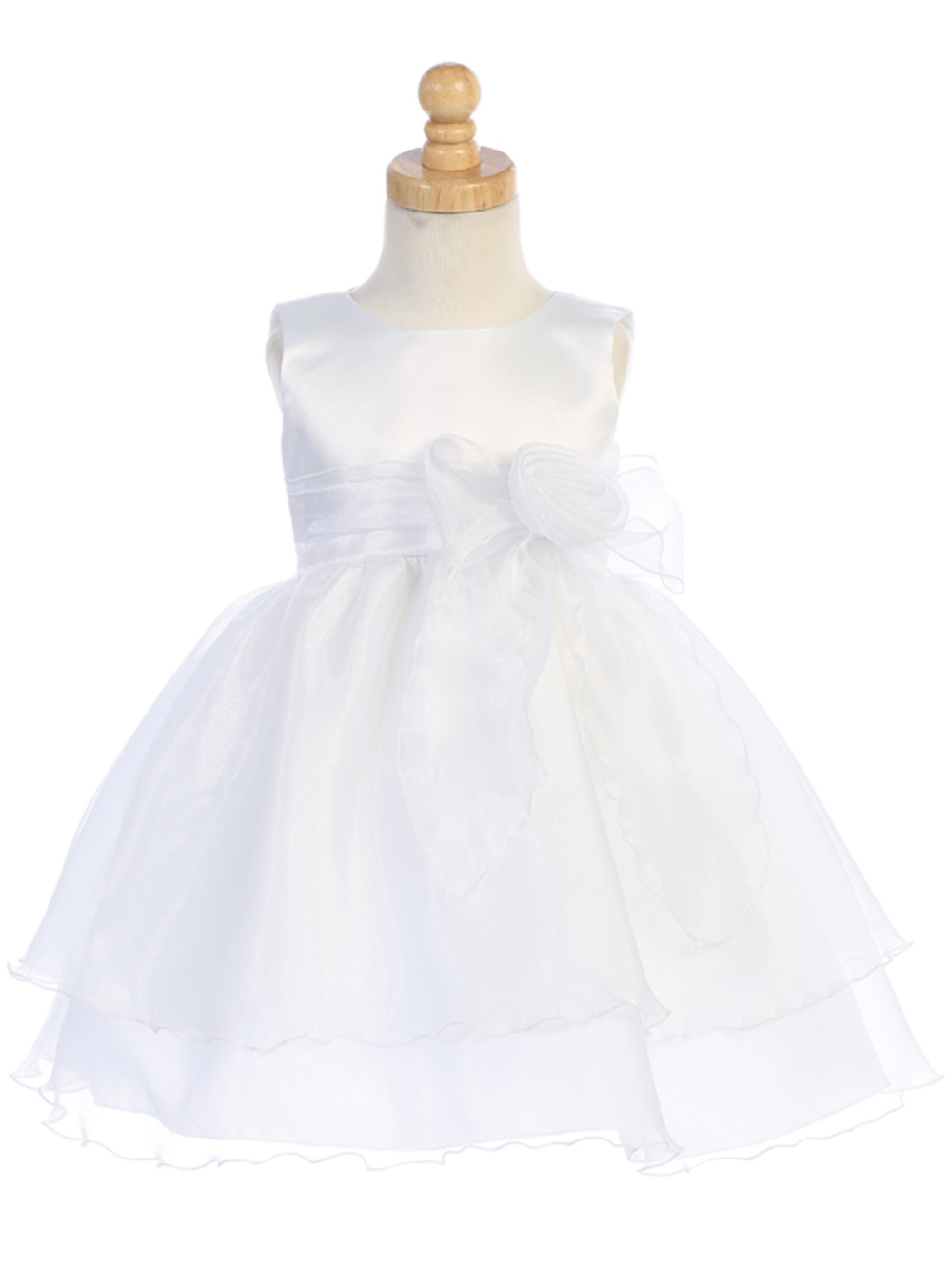 BL244 White — BL244A WHT Satin and Crystal Organza - Flower Girl Dress