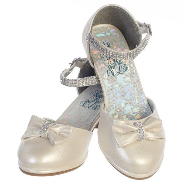 Bella Ivory — BELLA IVO Girls shoes with 1 3/4" heel & rhinestone ankle strap