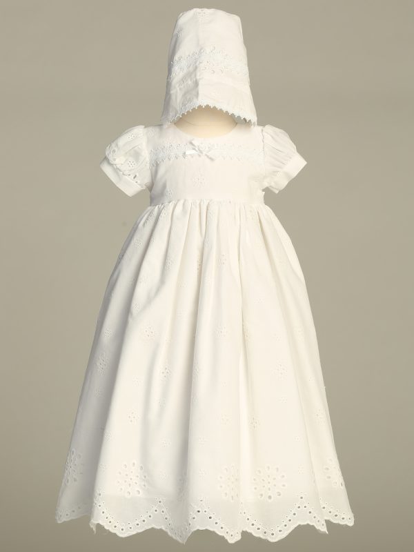 Brooke White 01 — BROOKE WHT Embroidered cotton eyelet gown - Girls