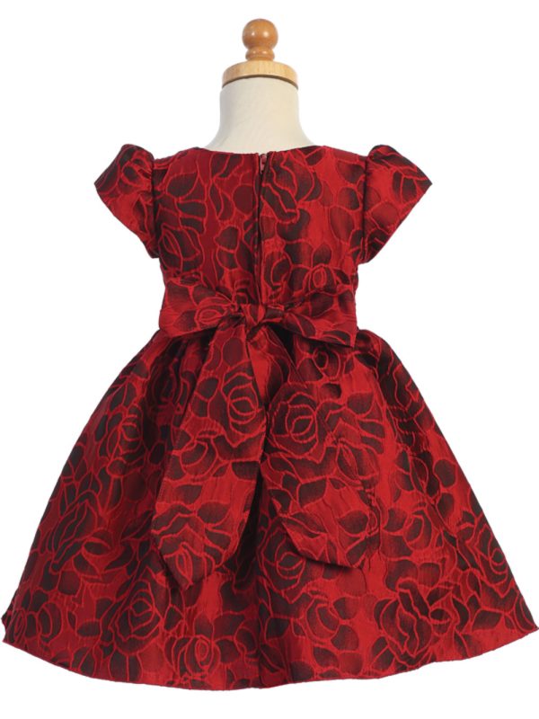 C538 Red back 01 — C538A RED Floral jacquard - Girls