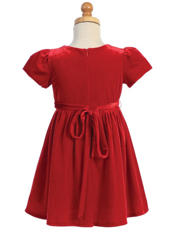 C600 back 01 — C600B RED Red velvet dress - Girls