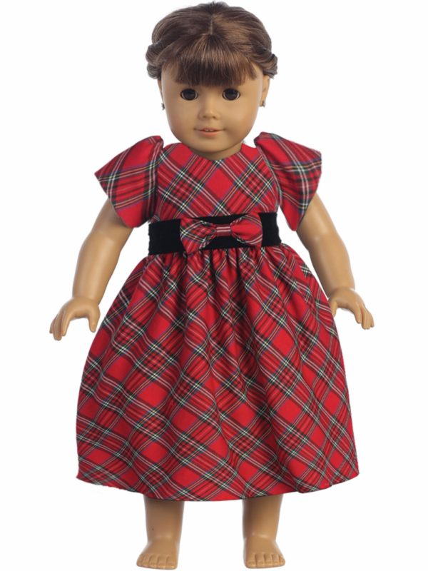 C814 Red doll — C814A RED Plaid dress - Brother & Sister
