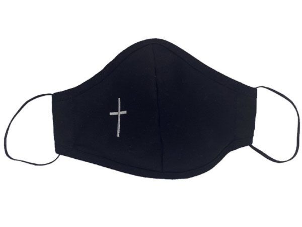 CM3 Black full — CM3 BLK Facemask - Embroidered cross - Religious