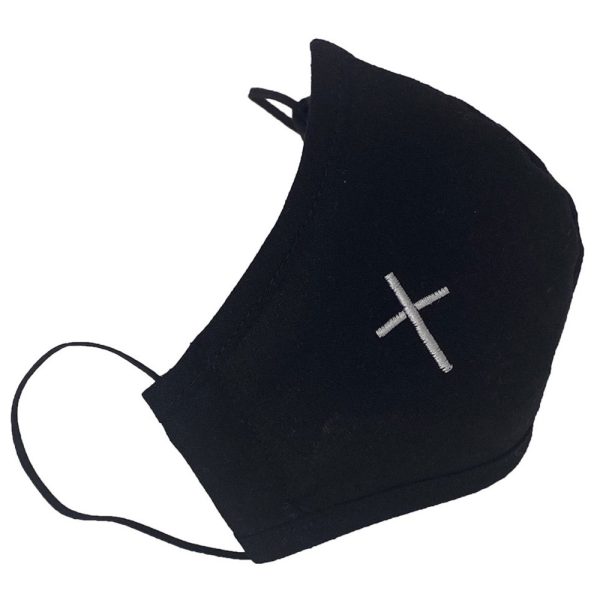 CM3 Black2 — CM3 BLK Facemask - Embroidered cross - Religious