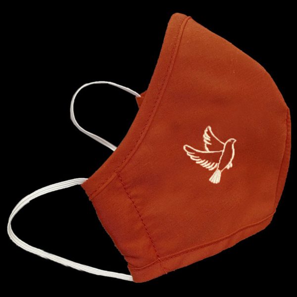 CM4 Red White 01 — CM4 RED MASK/WHITE DOVE Facemask - Embroidered Dove - Religious