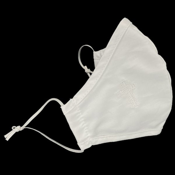 CM5 White 01 — CM5 WHT Facemask - Embroidered celtic cross - Religious