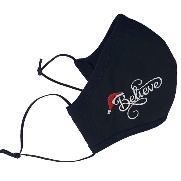 CM7 Believe black — CM7 BELIEVE BLACK Embroidered Holiday face mask - Holidays
