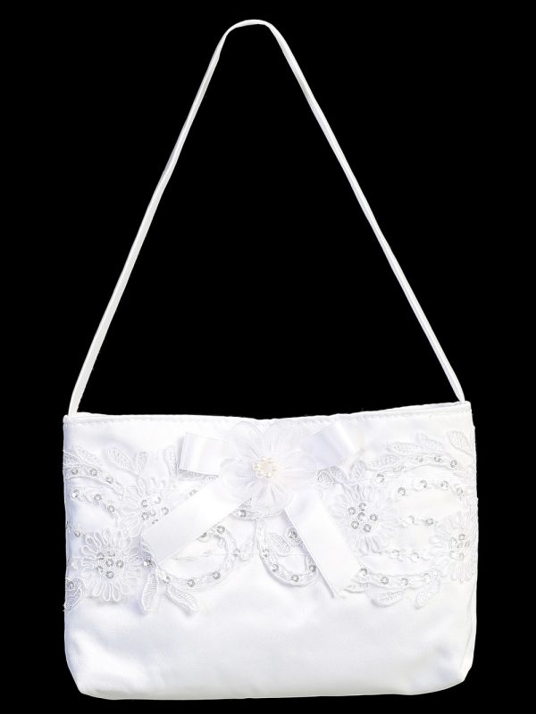 CP23 — CP23 WHT Satin purse with corded lace & bow - Accessories