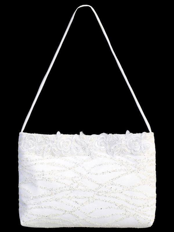 CP26 — CP26 WHT Glitter tulle purse with lace trim - Accessories