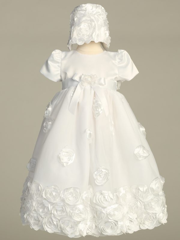 Clarice White 01 — CLARICE WHT Floral ribbon tulle gown - Girls