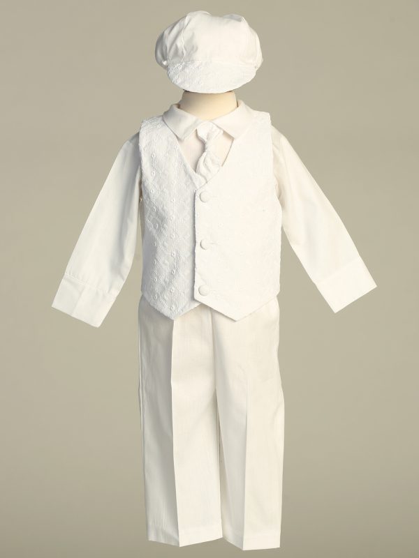 Corey White — COREY WHT Embroidered cotton vest and poly cotton pant set - Boys