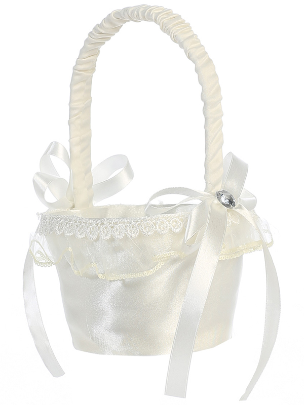 white flower girl basket