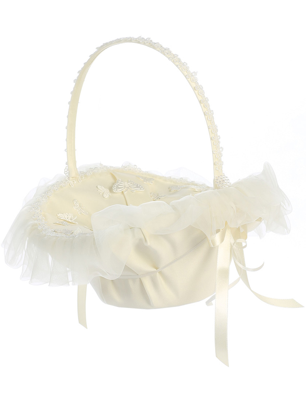 FB9I — FB9 IVO Flower Basket - Satin with organza trim - Wedding Accessories