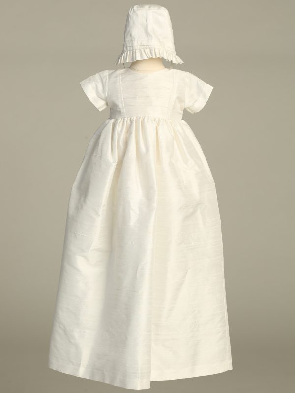 Jamie girls — JAMIE WHT Raw silk heirloom gown with two hats (boy and girl) - Boys
