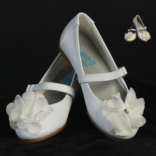 LucyA.multi — LUCY-A WHT Girls flat shoes with strap & flower with rhinestone