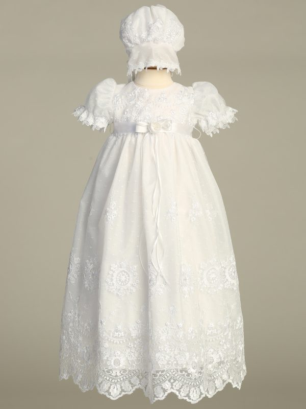 Madison White — MADISON WHT Embroidered tulle gown - Girls
