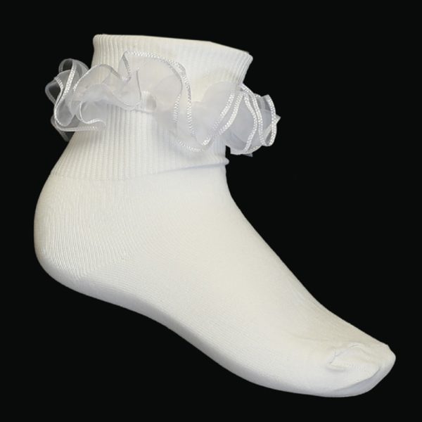 S5 White Blackbg — S5 IVO Girls ruffled socks