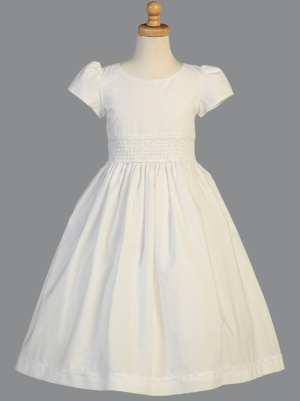SP108 — SP108A White First Communion Dress Smocked cotton