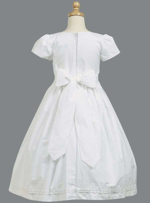 SP108A White First Communion Dress Smocked cotton - Image 3